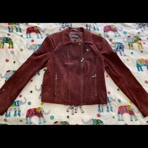 Suede Moto Jacket (Maroon)